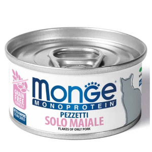 MONGE CAT MONOPROTEIN FLAKES PORK konservi kaķiem Cūkgaļa 80g
